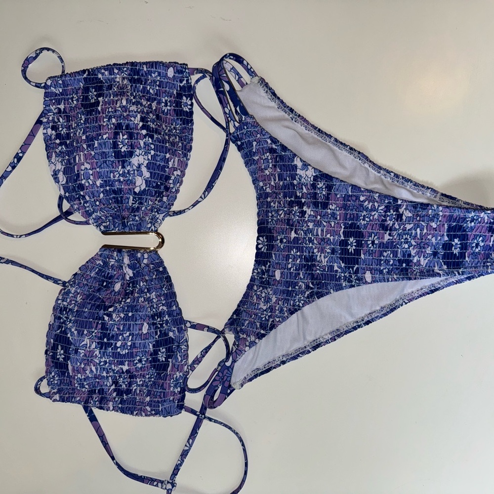 SHEIN Blue and Purple Bikini Set